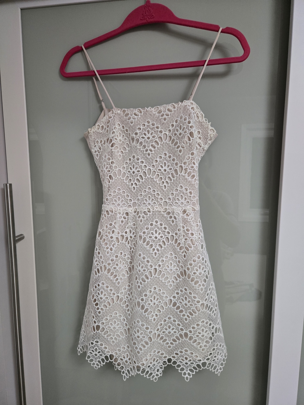 Lucy in the Sky Cream Lace Mini Dress with Spaghetti Straps